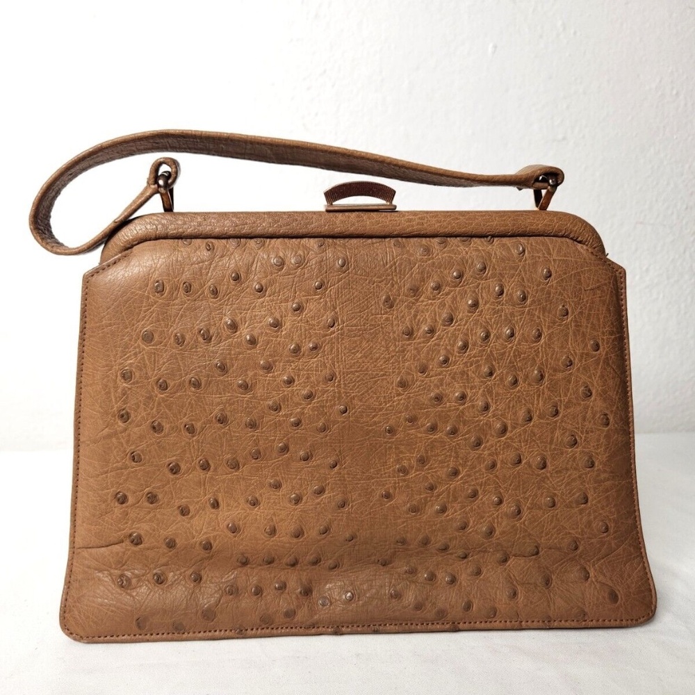 VTG 30s 40s CORBEAU CURIO Genuine Ostrich Leather Handbag THE SEAL OF QUALITY